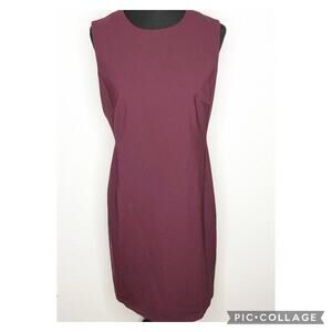 Theory SL Fitted maroon mulberry sleeveless wool sheath dress size 12